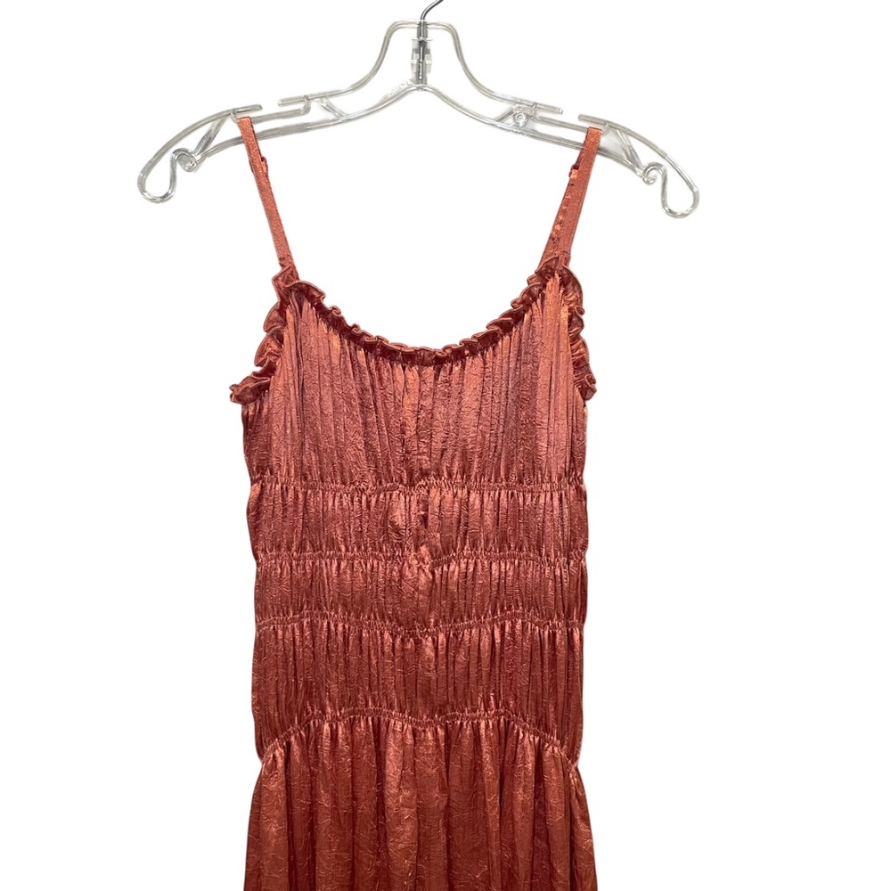 ASOS DESIGN crushed satin smocked bodice maxi dress in copper women’s Size 4 - Picture 6 of 9